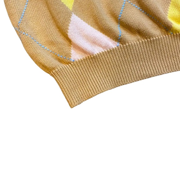 Brooks Brothers Argyle Diamond Sweater Vest Pima Cotton V Neck Tan Pastel XL - Picture 4 of 6